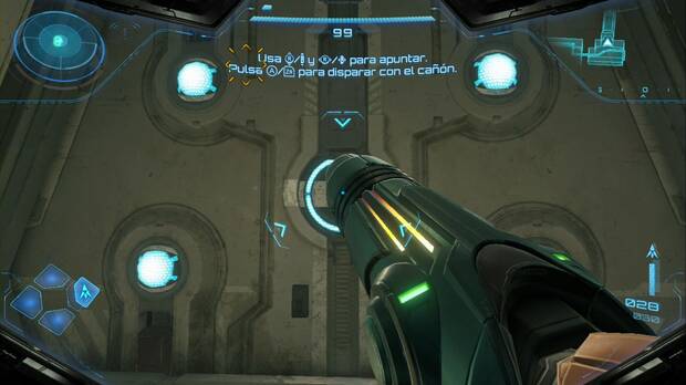 Metroid Prime 4: Beyond - Centro de investigacin TAU, puerta cerrada con bloqueos  y que lleva hasta el hangar