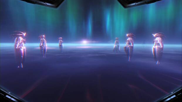 Metroid Prime 4: Beyond - Cronotorre, Samus sigue al mecanoide brillante en el espacio extrao