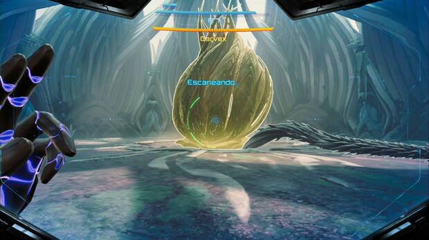 Metroid Prime 4: Beyond - Espesura Iracunda, Samus usa el escáner en Carvex y su tallo