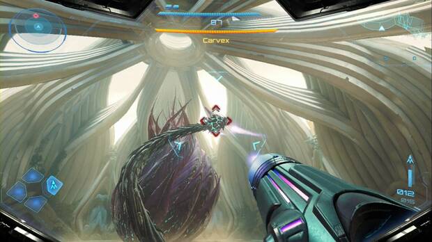 Metroid Prime 4: Beyond - Espesura Iracunda, Samus ataca al Tallo de Carvex