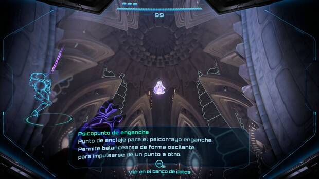 Metroid Prime 4: Beyond - Fundición Voltaica, psicopunto de enganche en el techo del Depósito de la Torre 2