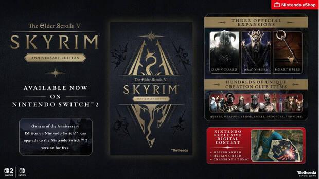 The Elder Scrolls V: Skyrim Anniversary Edition ya disponible en Switch 2