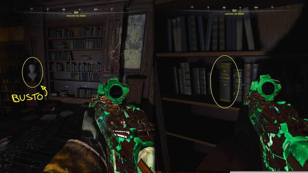 CoD Black Ops 7 Zombis Astra Malorum - Puzle de libros en las estanterías y estatuas para girar