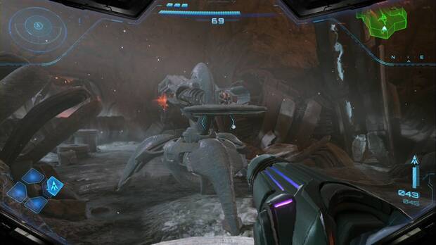 Metroid Prime 4: Beyond - Laguna del Magma, Samus salta hacia el artefacto del depósito de chatarra