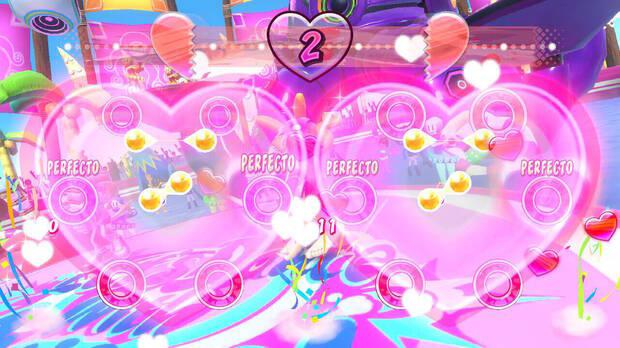 En Prueba de Amor lo importante es que los dos jugadores se mueven a la par para conseguir más corazones.