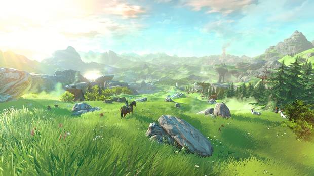 La primera imagen que vimos del nuevo Zelda nos permit�a hacernos una buena idea del tama�o de su mundo y del cuidado puesto en el paisaje.