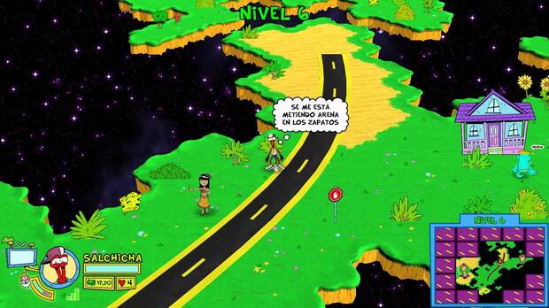 Respeta la cámara y estilo del original, con escenario 3D y personajes en 2D.