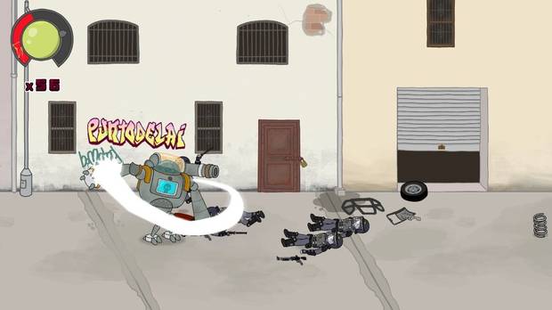 Nika acabando con los antidisturbios.