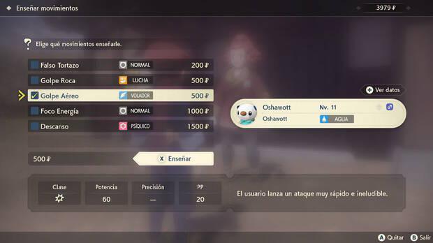 Leyendas Pokémon: Arceus - Enseńar nuevos movimientos en el Dojo