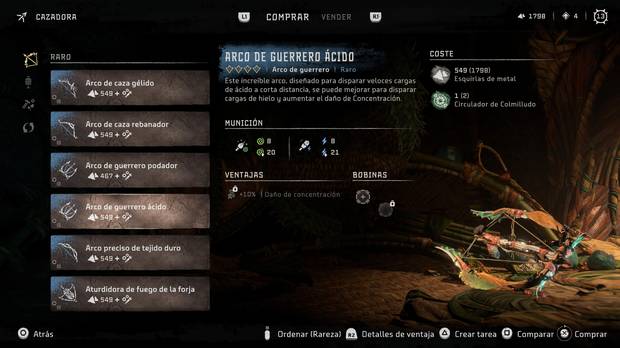 Horizon Forbidden West - Arma Arco de guerrero ácido
