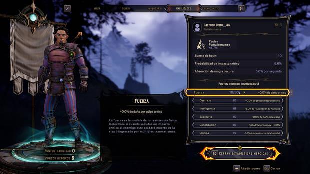 No solo asignamos puntos de talento, sino también estadísticas heroicas.
