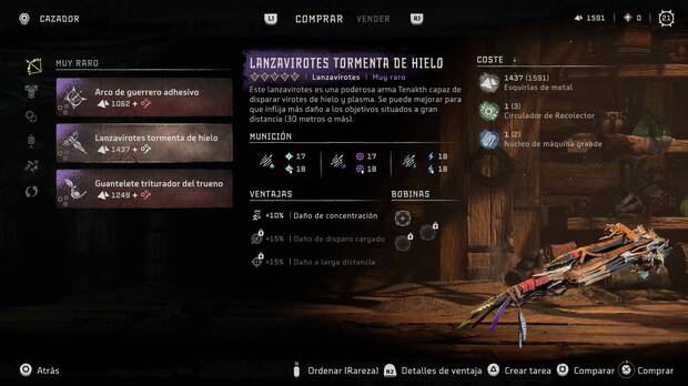 Horizon Forbidden West - Arma Lanzavirotes tormenta de hielo