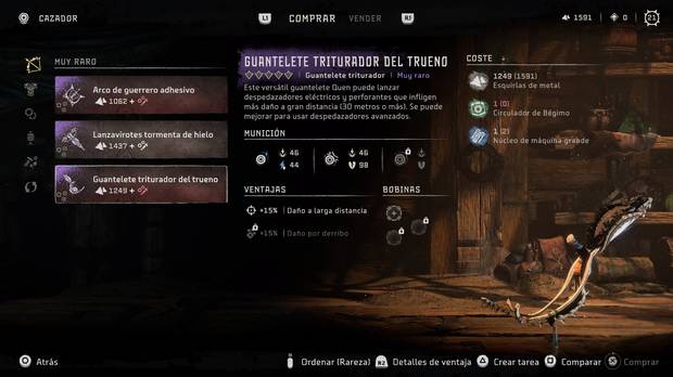 Horizon Forbidden West - Arma Guantelete triturador del trueno