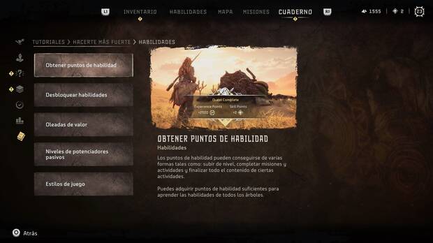 Horizon Forbidden West - ¿Cómo se consiguen puntos de habilidad?