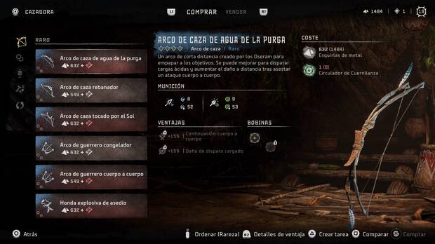 Horizon Forbidden West - Arma Arco de caza de agua de la purga