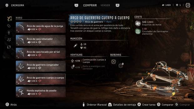 Horizon Forbidden West - Arma Arco de guerrero cuerpo a cuerpo