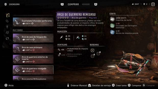 Horizon Forbidden West - Arma Arco de guerrero renegado