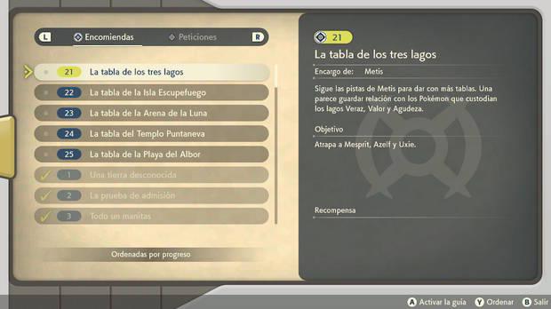 Leyendas Pokémon: Arceus - Encomienda nş 21 La tabla de los tres lagos