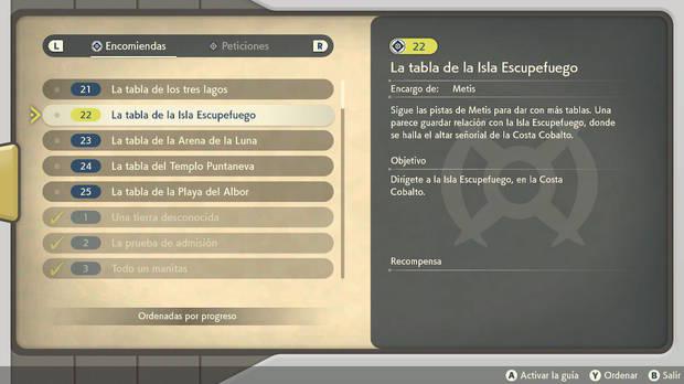 Leyendas Pokémon: Arceus - Encomienda nş 22 La tabla de la Isla Escupefuego
