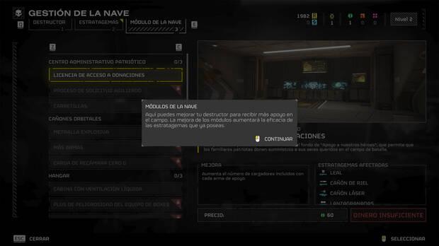 Helldivers 2 - Cómo desbloquear nuevos módulos de la nave
