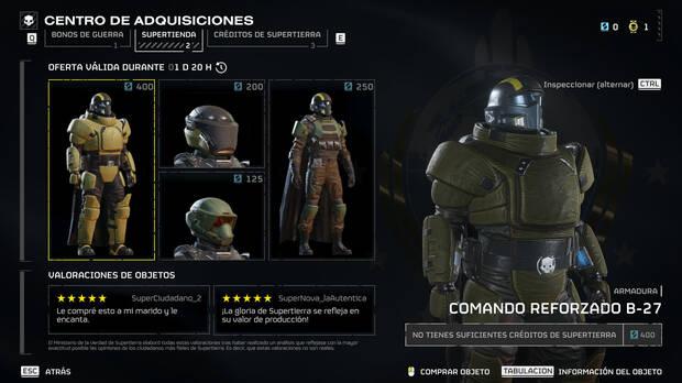 Helldivers 2 - Comprar armaduras en la Supertienda