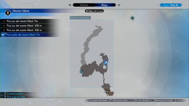 Final Fantasy VII Rebirth - Captulo 1: Sefirot, el hroe: mapa de la cueva del Monte Nibel