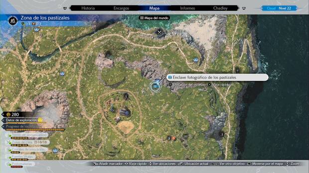 Final Fantasy VII Rebirth - Enclaves fotográficos: ubicación del enclave fotográfico de los pastizales