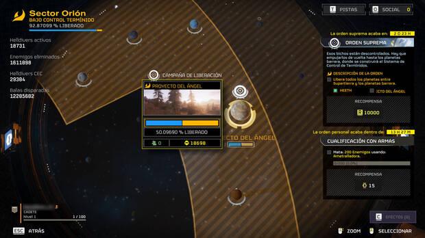 Helldivers 2 - Completar órdenes supremas para afectar al porcentaje liberado