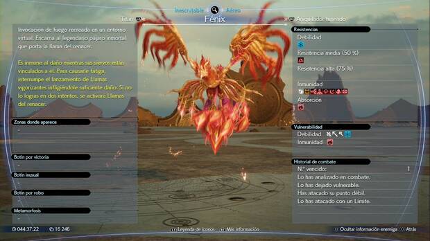 Final Fantasy VII Rebirth - Ficha de combate de Fénix