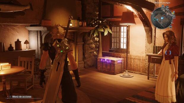 Final Fantasy VII Rebirth - Cofre con el Bastón imperial en una de las habitaciones de la posada de Bajo Junon