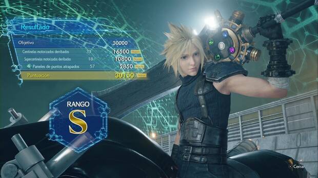 Final Fantasy VII Rebirth - G-Bike: pantalla de resultados