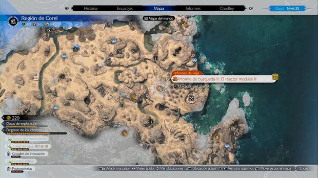Final Fantasy VII Rebirth - Informes de investigación en Corel: ubicación de El reactor modular II
