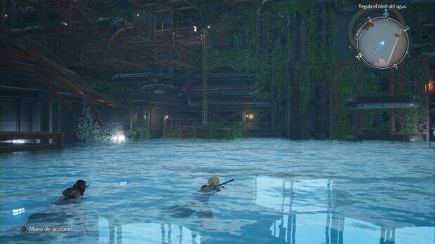 Final Fantasy VII Rebirth - Capítulo 9: escalera de mano para llegar a la consola de control de agua