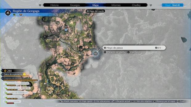 Final Fantasy VII Rebirth - Cofres ocultos en la región de Gongaga: Hoyo de pesca