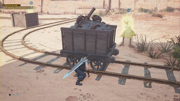 Final Fantasy VII Rebirth - Chocobo volador: Cloud se esconde detrás de la vagoneta