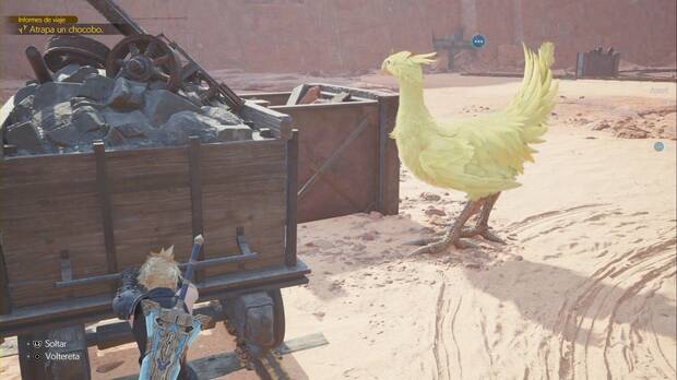 Final Fantasy VII Rebirth - Chocobo volador: Cloud tira de la vagoneta