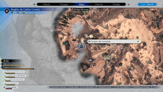 Final Fantasy VII Rebirth - Tesoros ocultos en la región de Cañón Cosmo: Templo del manantial