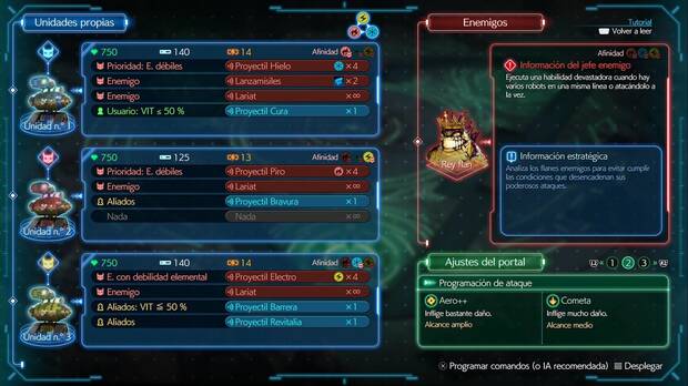 Final Fantasy VII Rebirth - Informes de viaje de la región de Cañón Cosmo: configuración de IA recomendada para el segundo Comando robótico