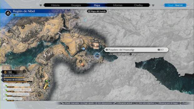 Final Fantasy VII Rebirth - Cofres ocultos en la región de Nibel: ubicación de Posadero de Hraesvelgr