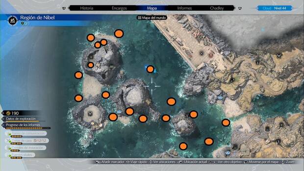 Final Fantasy VII Rebirth - Faena y doma de chocobo: mapa de ubicaciones de hierba chocobera