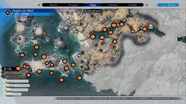 Final Fantasy VII Rebirth - Faena y doma de chocobo: mapa de ubicaciones de hierba chocobera