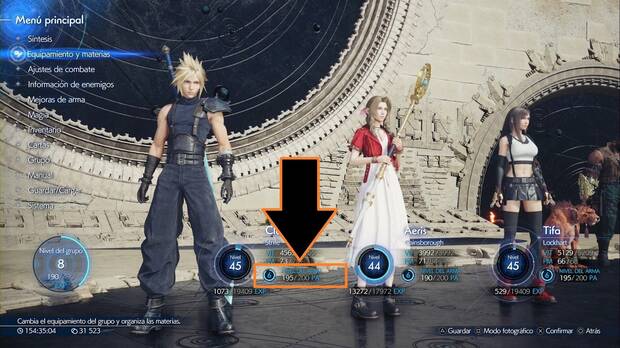 Final Fantasy VII Rebirth - Armas: cómo comprobar el nivel de arma