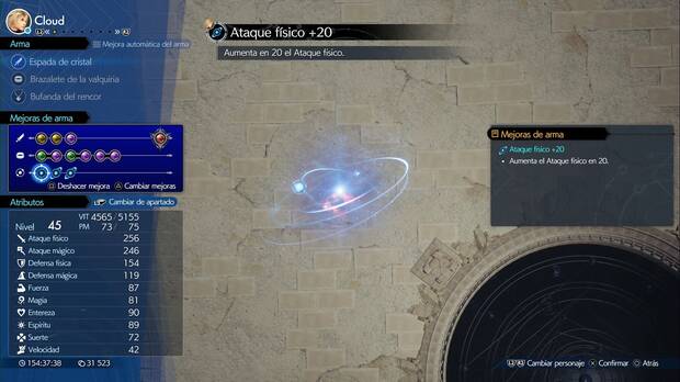 Final Fantasy VII Rebirth - Armas: ranuras de mejoras de arma