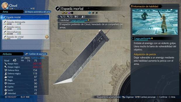 Final Fantasy VII Rebirth - Armas de Cloud: Espada mortal