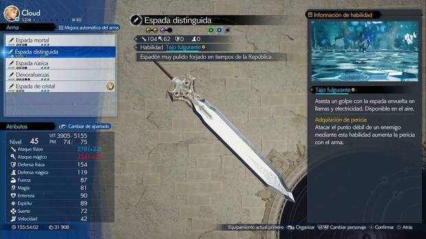 Final Fantasy VII Rebirth - Armas de Cloud: Espada distinguida