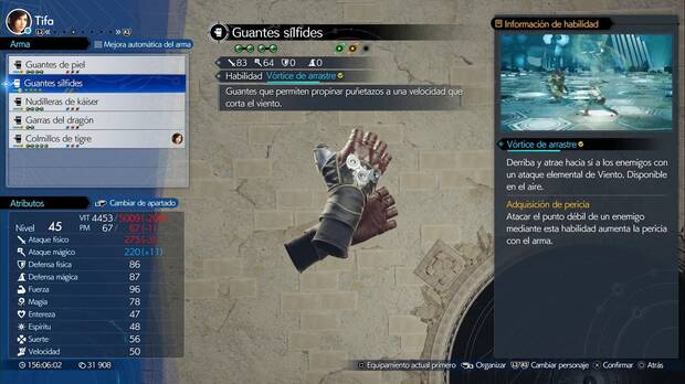 Final Fantasy VII Rebirth - Armas de Tifa: Guantes sílfides