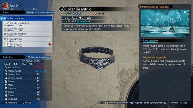 Final Fantasy VII Rebirth - Armas de Red XIII: Collar de mitrilo