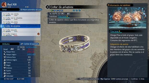 Final Fantasy VII Rebirth - Armas de Red XIII: Collar de amatista