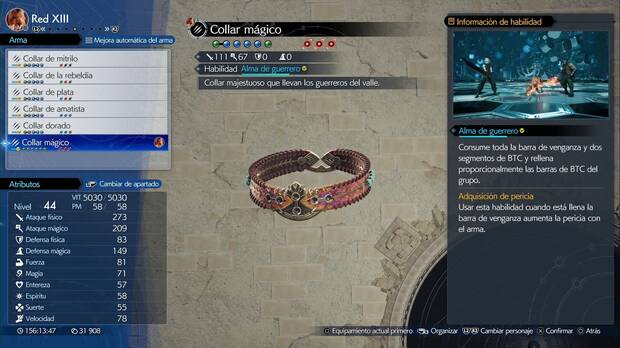 Final Fantasy VII Rebirth - Armas de Red XIII: Collar mágico