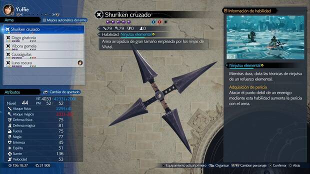 Final Fantasy VII Rebirth - Armas de Yuffie: Shuriken cruzado